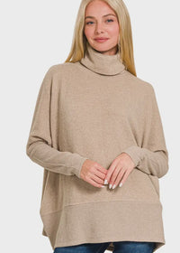 Brushed Melange Hacci Turtleneck Sweater - Chandeliers Boutique ny