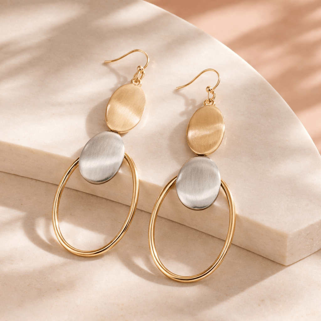 Brushed Oval Earrings - Chandeliers Boutique ny