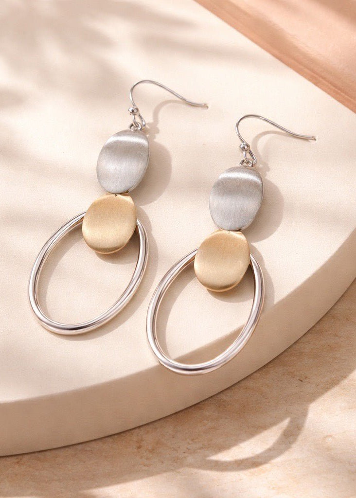 Brushed oval Earrings - Chandeliers Boutique ny