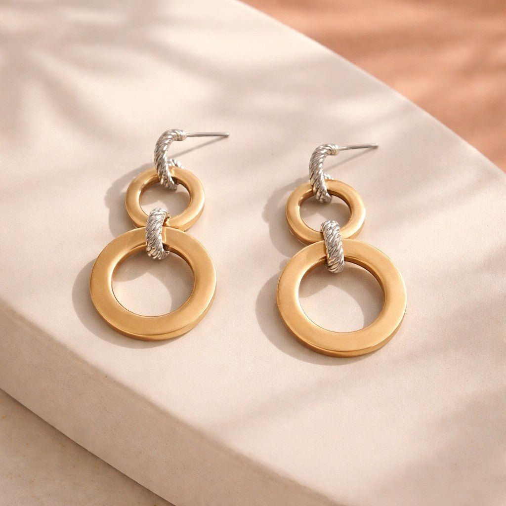 Brushed Ring Earrings - Chandeliers Boutique ny