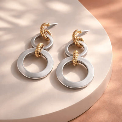 Brushed Ring Earrings - Chandeliers Boutique ny