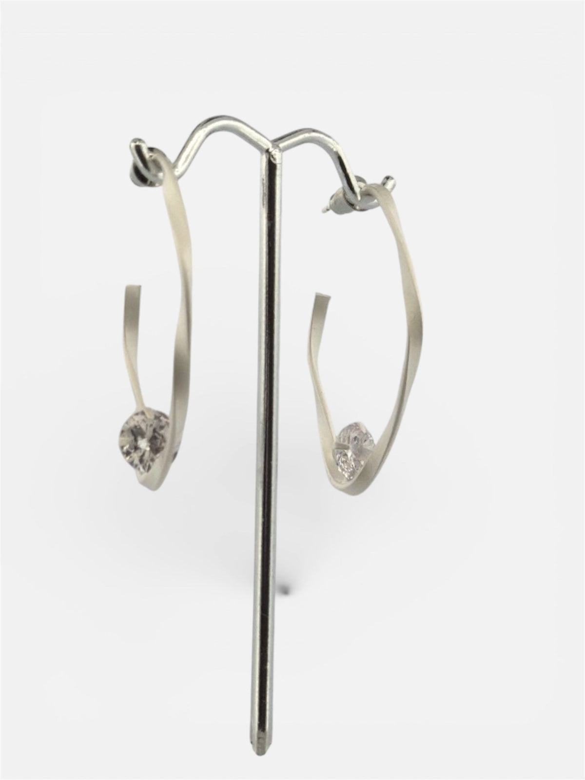 Brushed Twist CZ Drop Earrings - Chandeliers Boutique ny