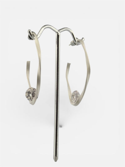 Brushed Twist CZ Drop Earrings - Chandeliers Boutique ny