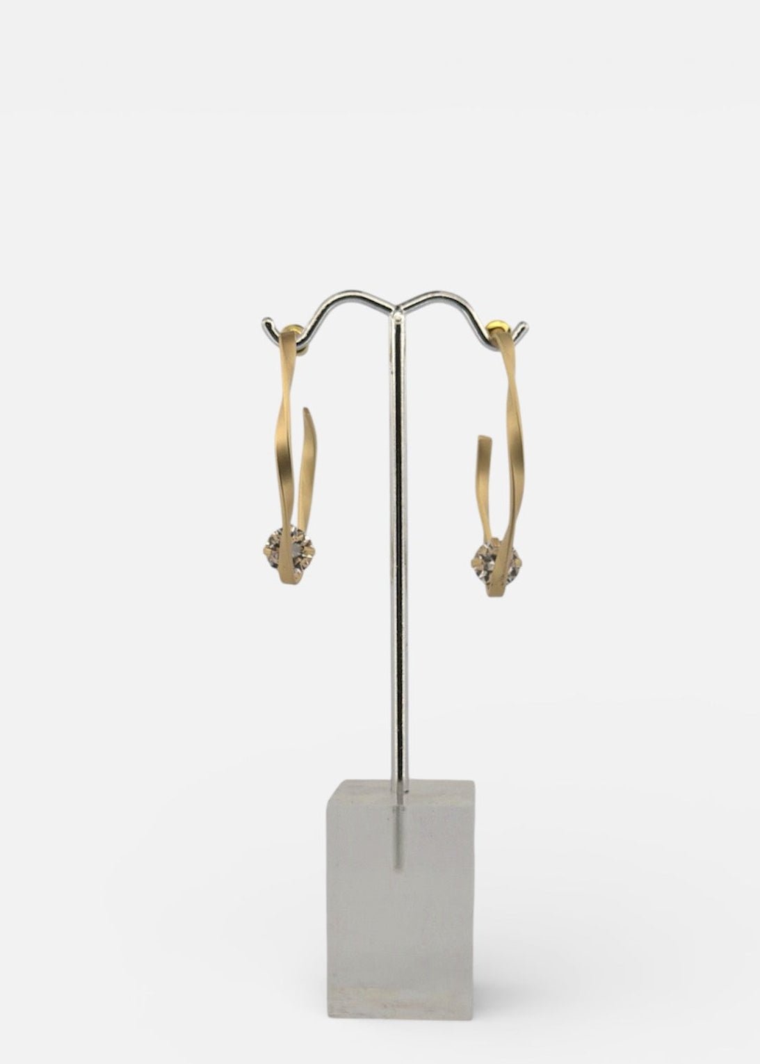 Brushed Twist CZ Drop Earrings - Chandeliers Boutique ny