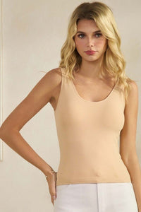 Built - In Bra Tank Top - Ribbed Scoop Neck Cami - Chandeliers Boutique ny