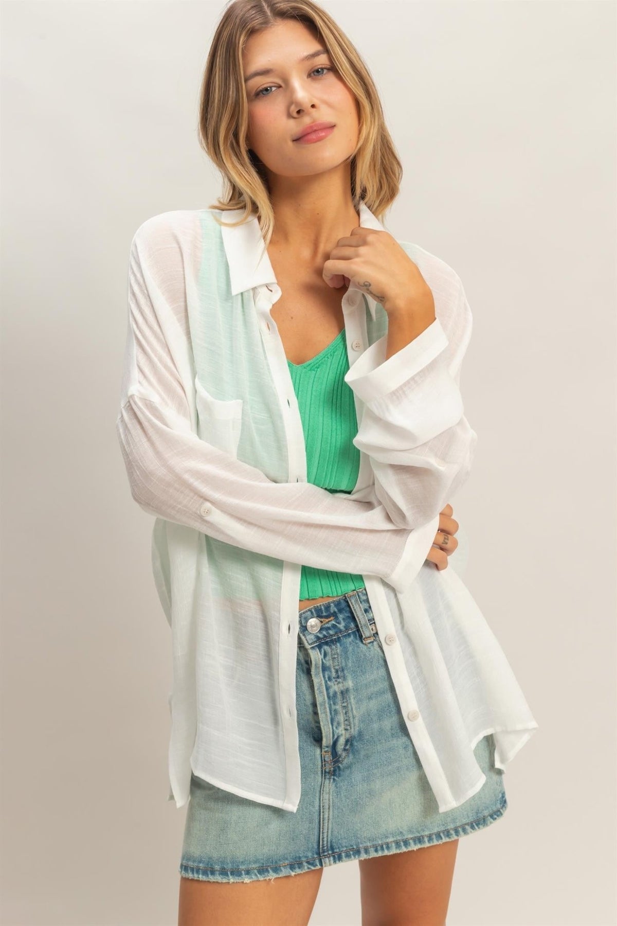 Button - down Blouse - Chandeliers Boutique ny