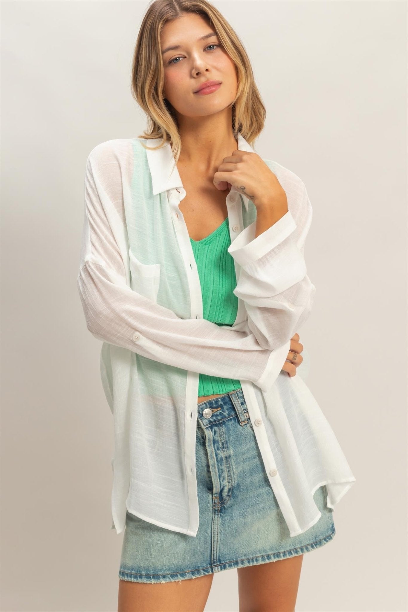 Button - down Blouse - Chandeliers Boutique ny