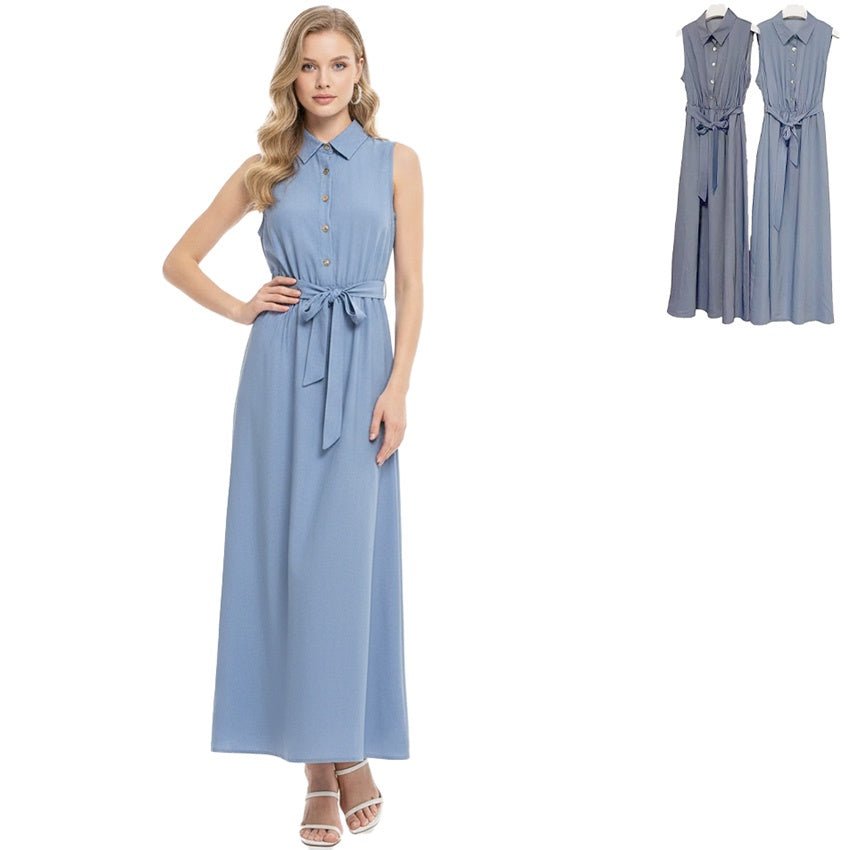 Button Down Collared Maxi - Chandeliers Boutique ny