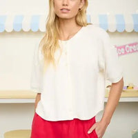 Button Down Knit Top - Chandeliers Boutique ny