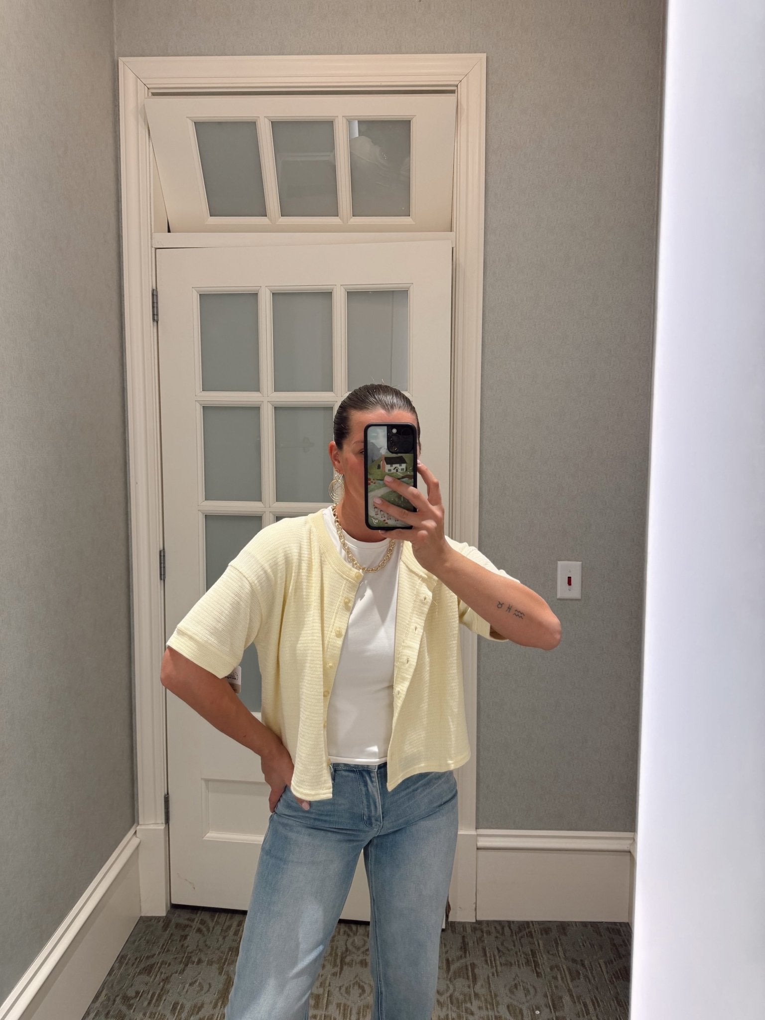Button Down Knit Top - Chandeliers Boutique ny