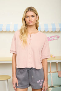 Button Down Knit Top - Chandeliers Boutique ny