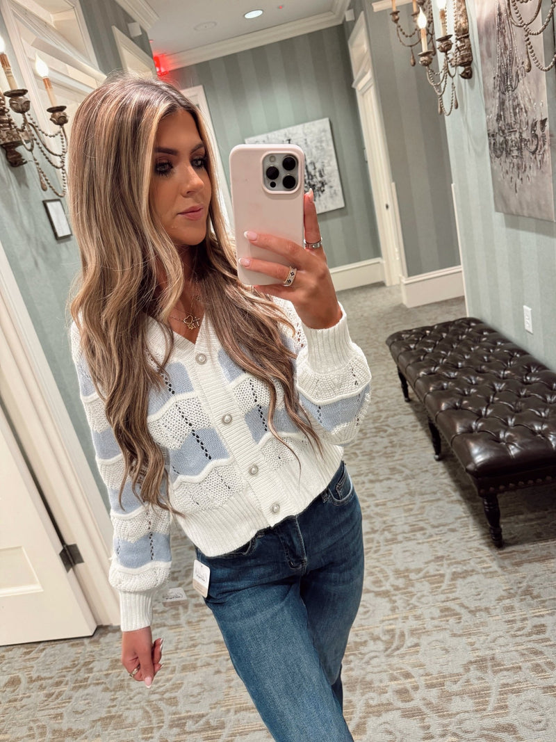 Button Up Front V Neckline Cardigan Sweater - Chandeliers Boutique ny