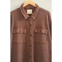 Mineral Wash Waffle Knit Button-Up Shacket