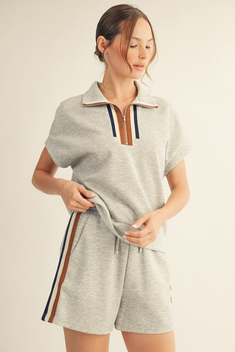 Color Band Accent Casual Shorts