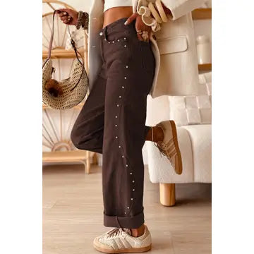 Seam Rivet Detail Ankle Length Jeans