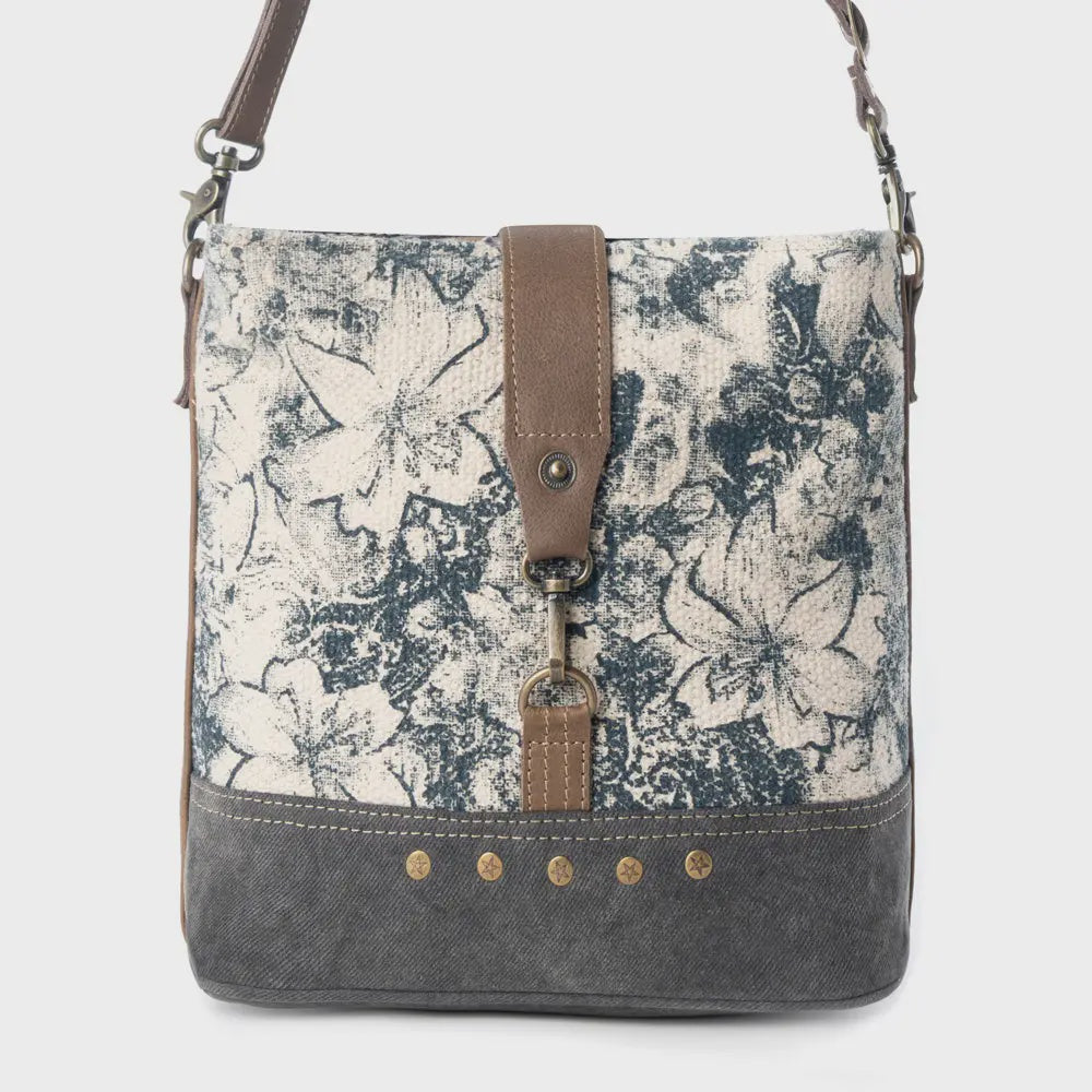 Vintage Shoulder Bag  in Teal with Floral Detail
