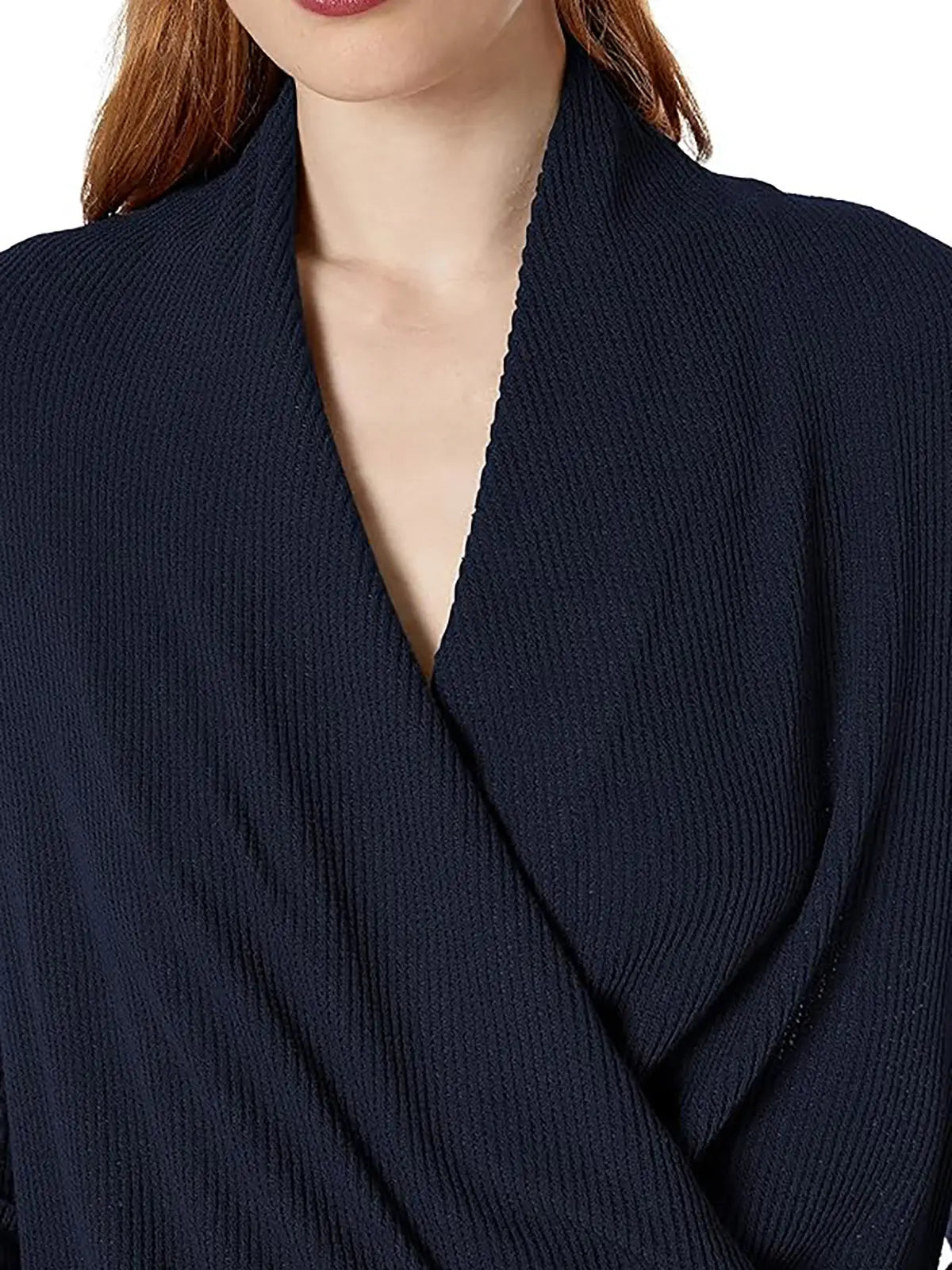 Pointelle Wrap Knit Pullover Top
