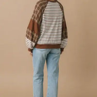 Round Neck Oversized Color Block Knit Top