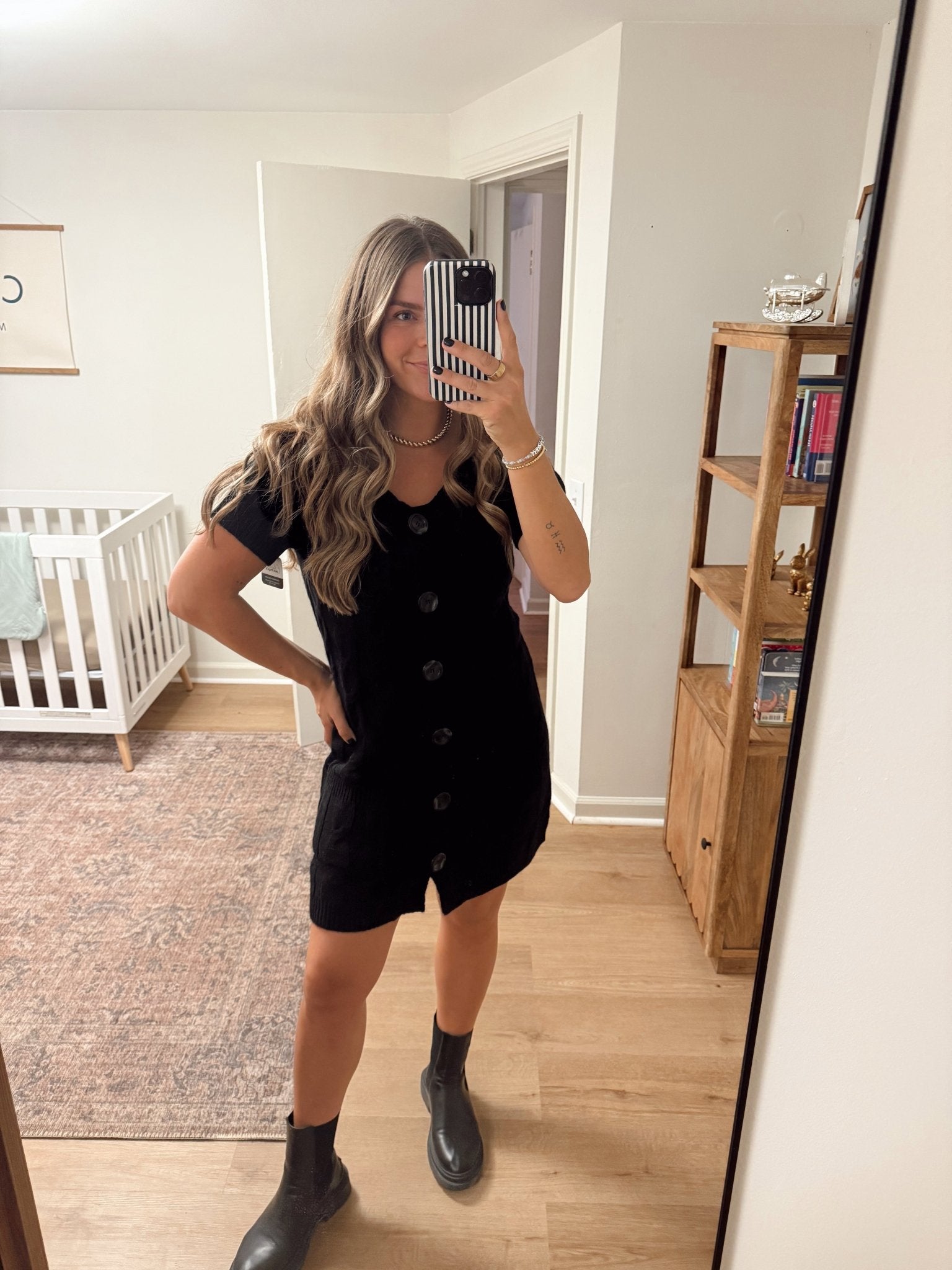 Cable Knit Button Up Sweater Dress - Chandeliers Boutique ny