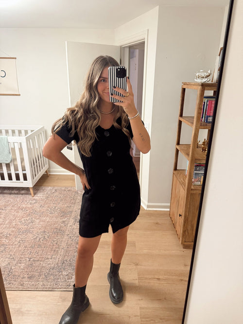 Cable Knit Button Up Sweater Dress - Chandeliers Boutique ny