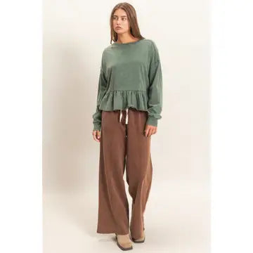 Peplum Long Sleeve Top