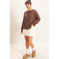 Raw Edge Waffle Sweatshirt