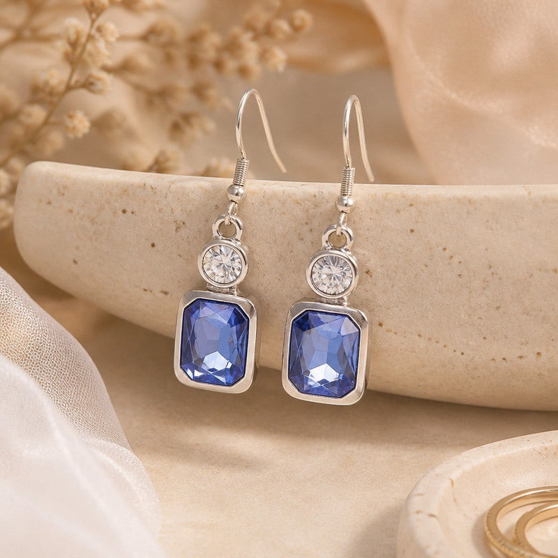 Chandeliers Boutique ny handmade blue crystal pewter earrings with 925 silver plating and bohemian style