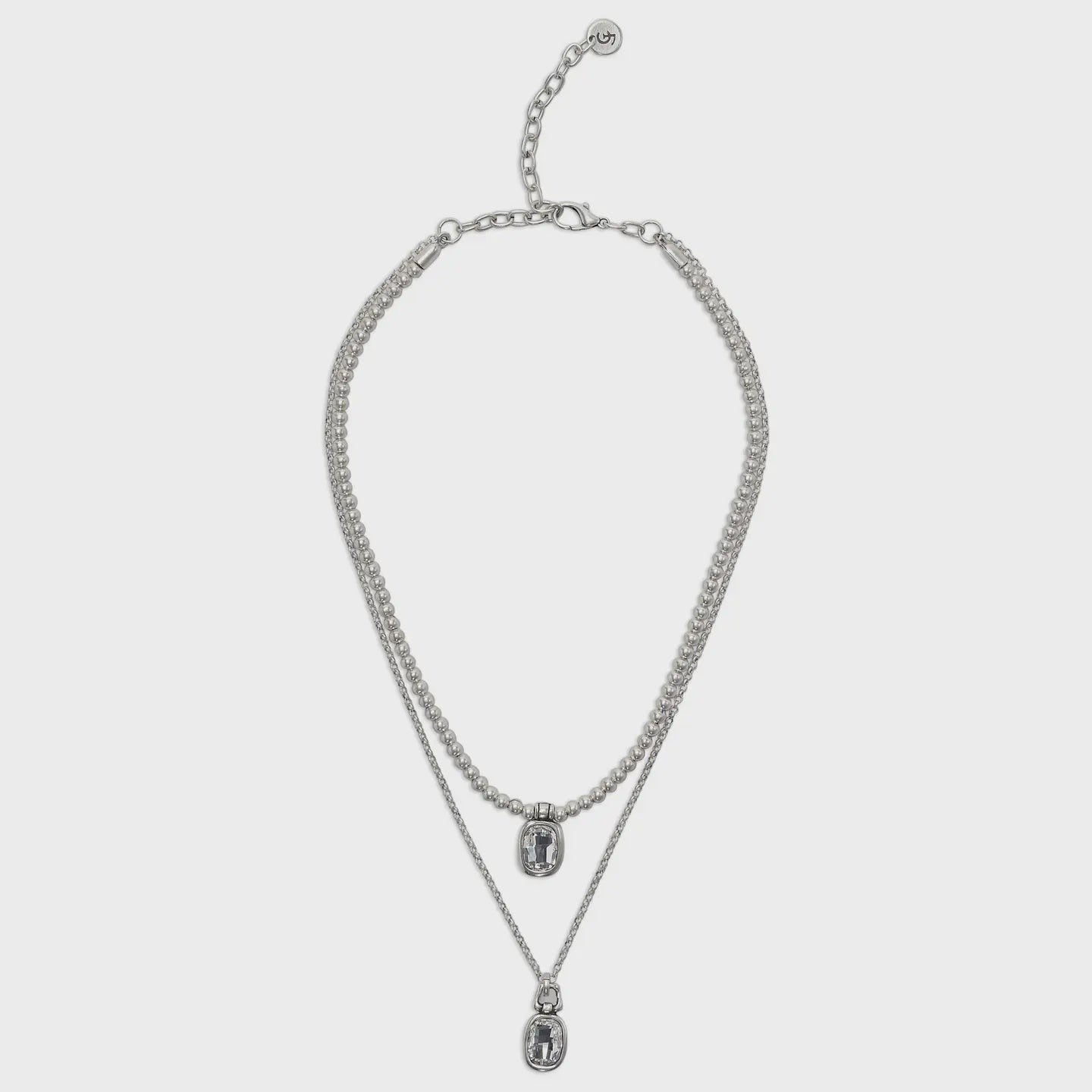 Chandeliers Boutique ny Double Dare You double-strand silver-plated necklace with crystal pendants