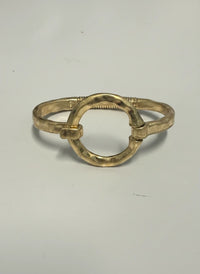 Chandeliers Boutique ny gold plated cuff bracelet with hammered circle and hook closure