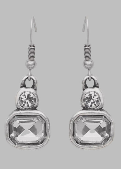 Clear Crystal Pewter Earring - Chandeliers Boutique ny