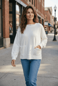Cloudy Knit Long Sleeve Pockets Top - Chandeliers Boutique ny