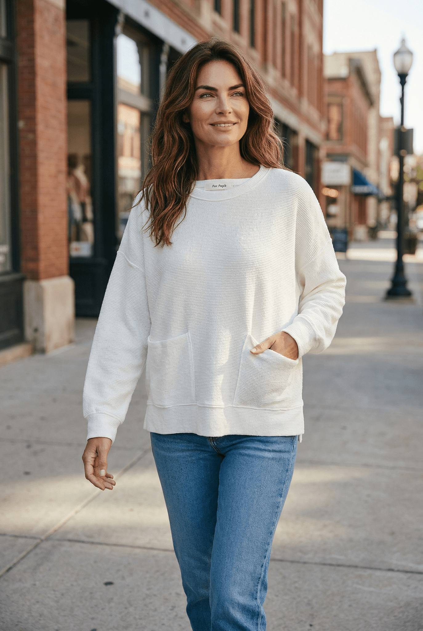 Cloudy Knit Long Sleeve Pockets Top - Chandeliers Boutique ny