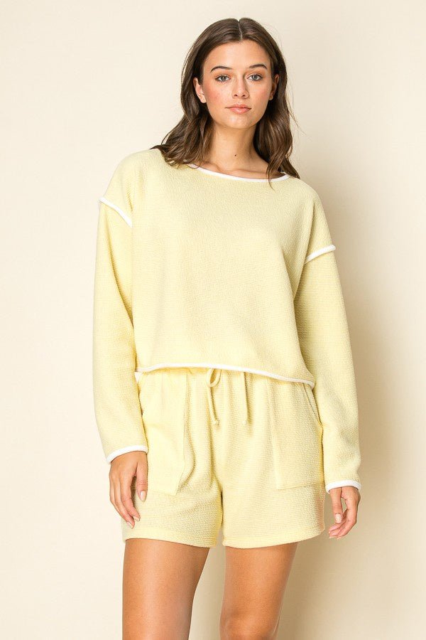 Cloudy Knit L/s Crop Top - Chandeliers Boutique ny