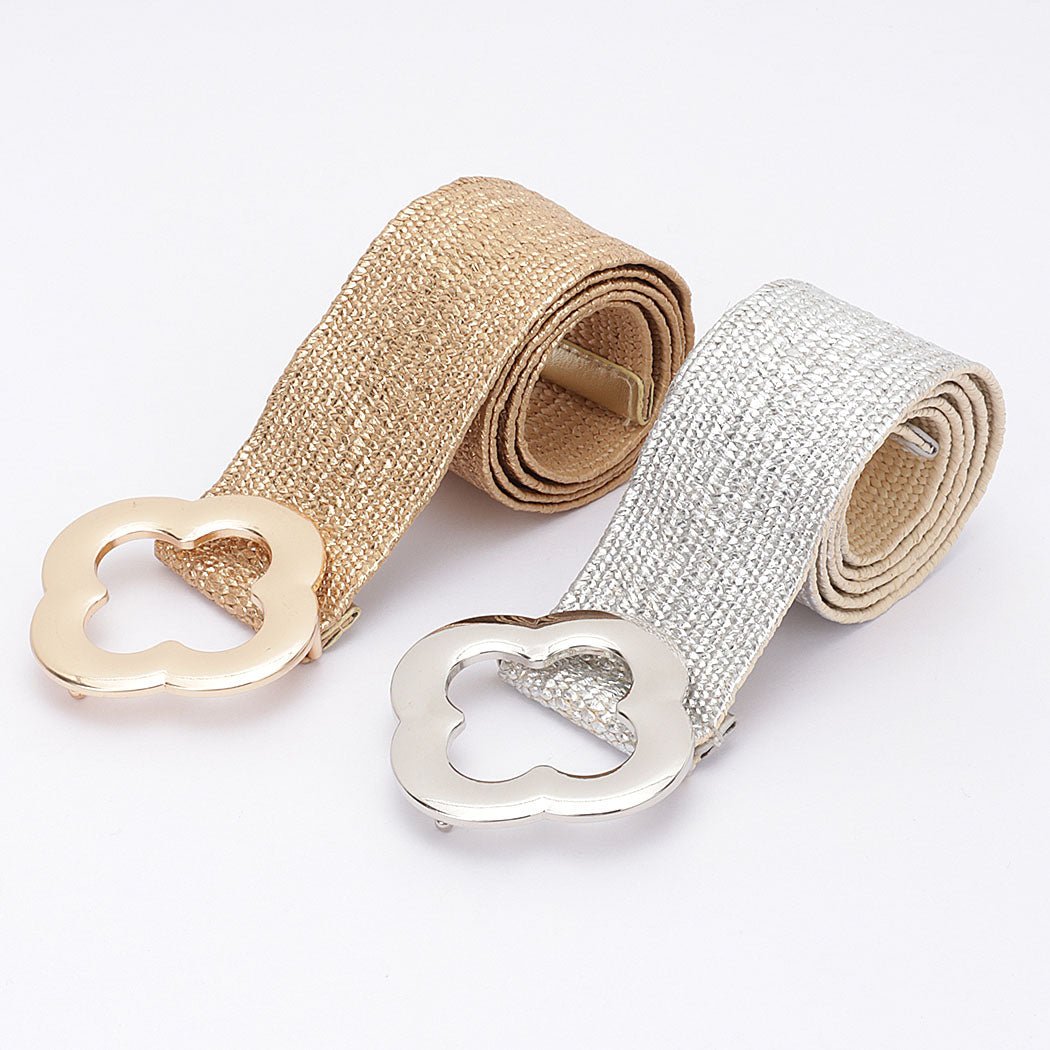 Clover Buckle Metallic Belt - Chandeliers Boutique ny