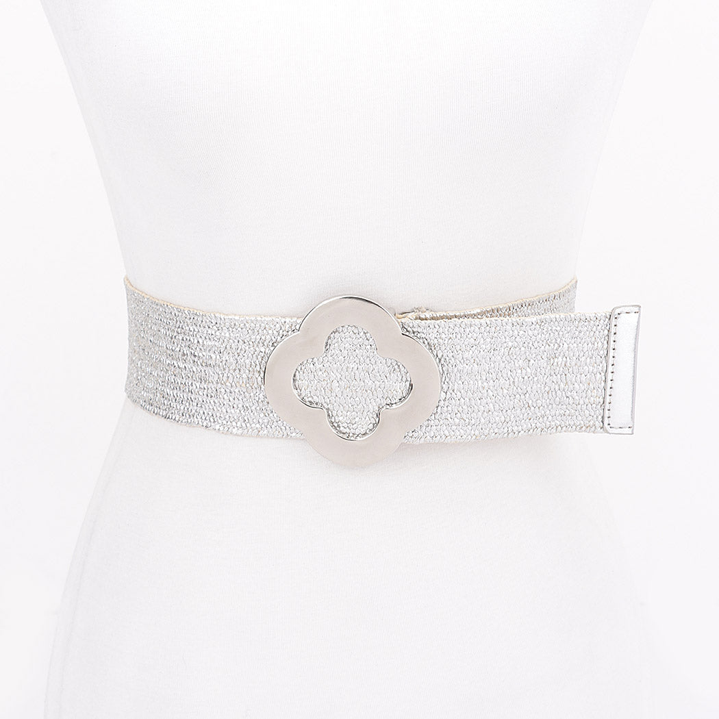 Clover Buckle Metallic Belt - Chandeliers Boutique ny
