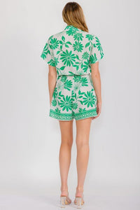 Collared Romper With Belt - Chandeliers Boutique ny