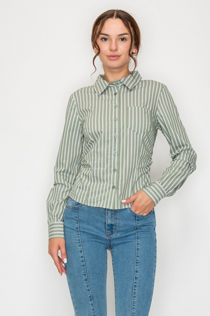 Collared Stripe Polo Shirt - Chandeliers Boutique ny