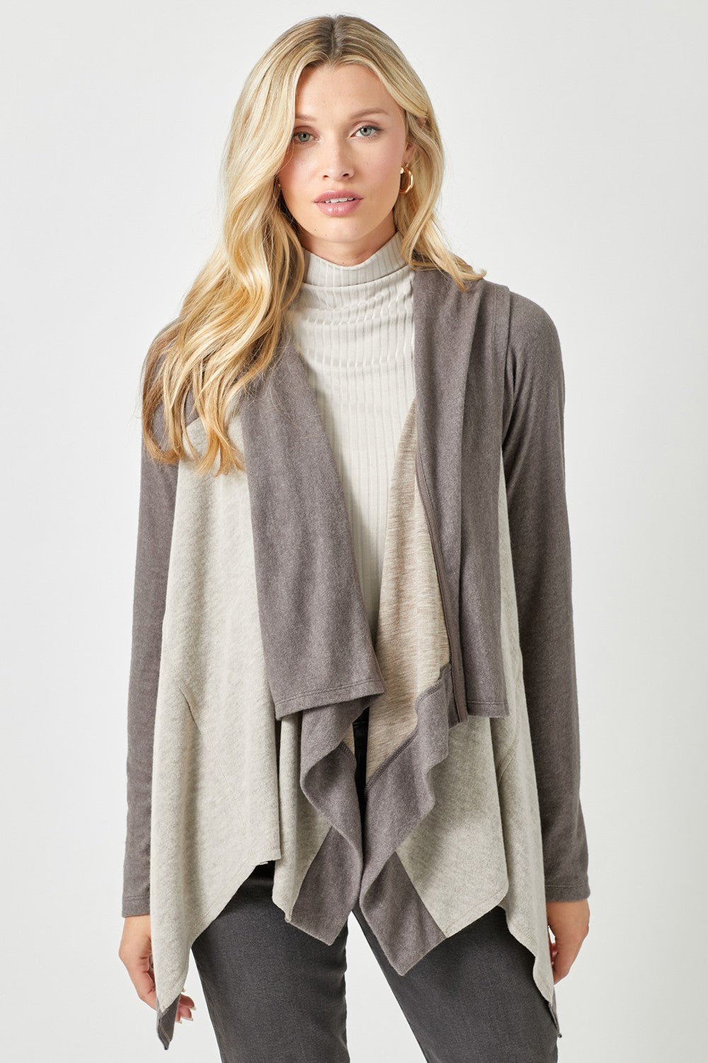 Color Blocked Shawl Cardigan - Chandeliers Boutique ny