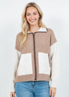 Colorblock Zip - up Cardigan - Chandeliers Boutique ny