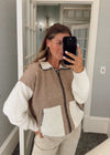 Colorblock Zip - up Cardigan - Chandeliers Boutique ny