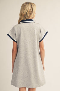 Contrast Accent Solid Casual Dress - Chandeliers Boutique ny