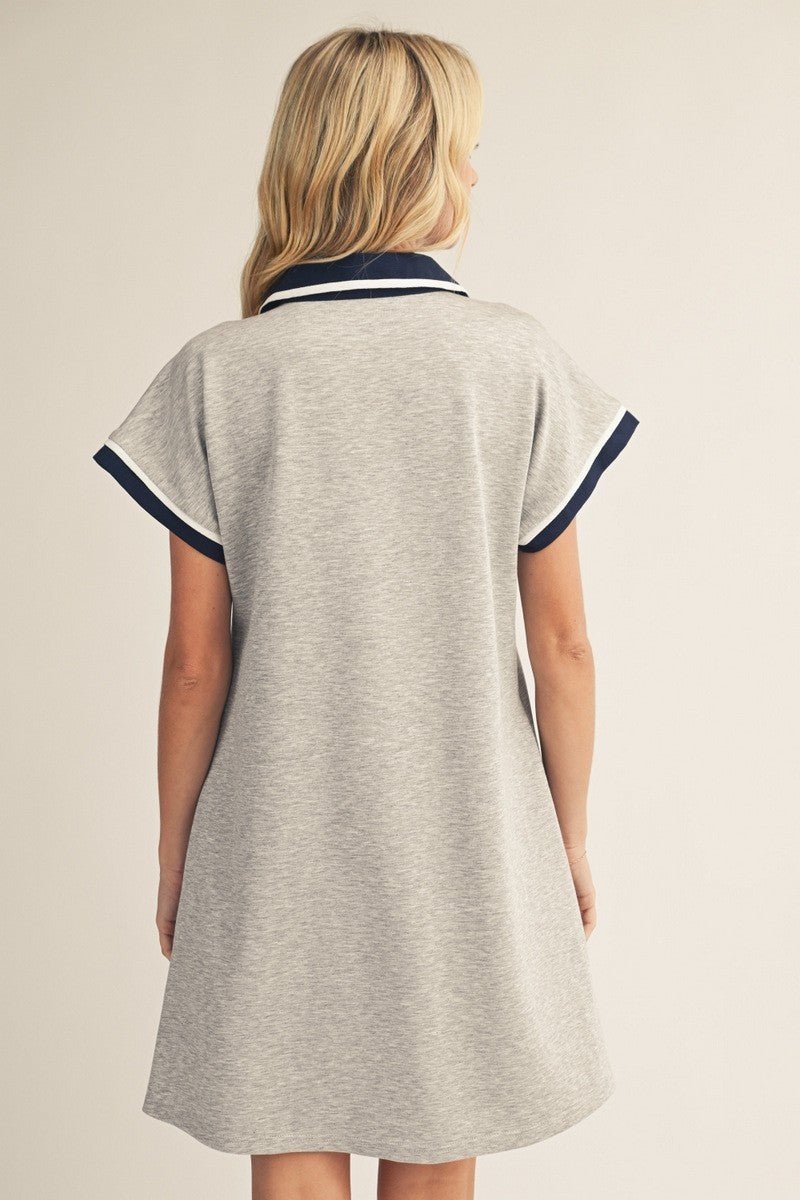 Contrast Accent Solid Casual Dress - Chandeliers Boutique ny