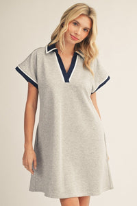Contrast Accent Solid Casual Dress - Chandeliers Boutique ny