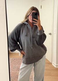 Contrast sleeve Hoodie Top - Chandeliers Boutique ny