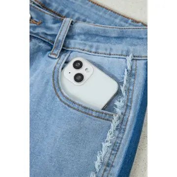 Contrast Stripe Frayed Side Panel Jeans - Chandeliers Boutique ny