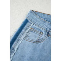 Contrast Stripe Frayed Side Panel Jeans - Chandeliers Boutique ny