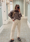 Contrast Stripe Front Seam Sweater - Chandeliers Boutique ny