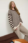 Contrast Stripe Front Seam Sweater - Chandeliers Boutique ny