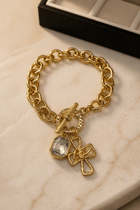 Cross Charm Bracelet - Chandeliers Boutique ny