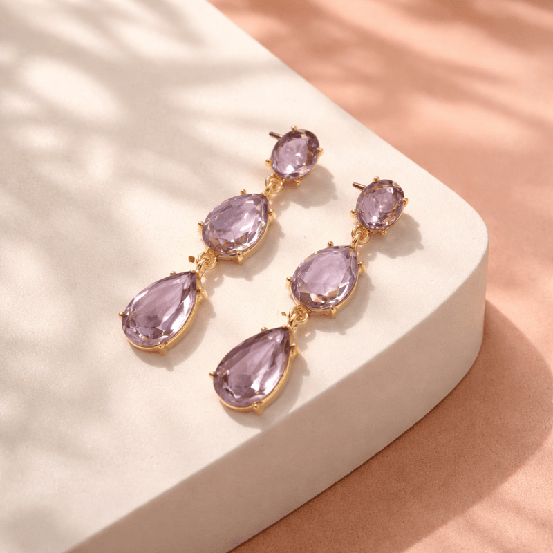 Crystal 3 Drop Earrings - Chandeliers Boutique ny